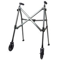 Able Life Space Saver Walker, Lightweight Folding 2 Wheel Travel Walker for Seniors with Fixed Wheels, Black Walnut