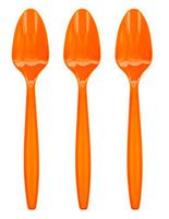 Amcrate Orange Disposable Medium Weight Plastic Spoons - Ideal for Weddings, Party’s, Birthdays, Dinners, Lunch’s. (Pack of 100)
