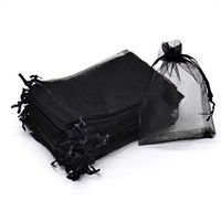 Dealglad 100pcs Drawstring Organza Jewelry Candy Pouch Party Wedding Favor Gift Bags (5x7, Black)
