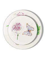 Butterfly Party Plates - Disposable Plastic Dinnerware Party Supplies - Real China Look - Hard and Reusable (12 Piece Pack - Ivory - 7 Inch Round)