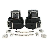 Cardiff Wrist and Ankle Cuffs Combo Ultra Soft Genuine Leather Stylish Handcuffs Leg Cuffs (Jet Black)