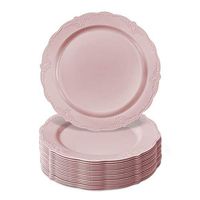 Silver Spoons 1875 DISPOSABLE DINNERWARE SET, 20 Salad Plates (Vintage, 9"), Blush