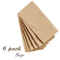 JB Linen Egyptian Cotton 400-Thread-Count 6-Piece Dinner Napkins 16" x 16" Color Beige Solid (Set Contains Half Dozen Napkins)