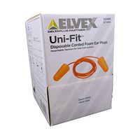 Elvex Uni-Fit Corded Disposable Ear Plug, Box of 100 Pairs