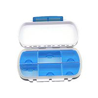 SUPVOX Pill Box Organizer Plastic Jewelry Holder 6 Compartments Pill Case for Home Travel Supplements (Blue)
