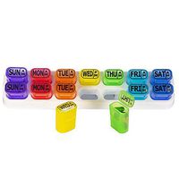 GMS 7 Day AM/PM Pill Organizer - Weekly Pill Reminder with Pop Out Pill Pods for Medication Management - for Medication, Vitamins, Supplements, and Other Pills (Rainbow)