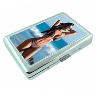 Cuban Pin Up Girls Cuba S7 Silver Cigarette Case Metal Wallet Id Holder 4" X 2.75" RFID Protection
