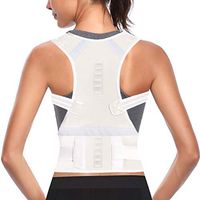 Back Brace Posture Corrector Fully Adjustable Support Belt Magnetic Support and Lumbar Lower Back Brace Provides Back Pain Relief (White, Medium)