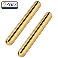 Linkidea Cigar Case, 2 Pack Stainless Steel Carrying Cigar Box, Single Cigar Tube Holder Case for Travel (Gold)