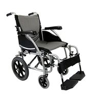 Karman S-115WB18SS-TP - 18" Seat Width, Ergonomic Transport Wheelchair, Model S-Ergo 115, Frame Color: Pearl Silver, Wire Break, Swing In & Away Footrests & FREE Wheelchair Seat Belt!