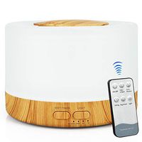 Aromatherapy Essential Oil Diffuser Humidifier 500ML Wood Grain Ultrasonic Cool Air Mist Humidifier with Remote Control,7 Colors LED Lights and Waterless Auto Shut-off for Bedroom Home Office