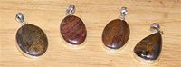 Set of 4 Sterling Silver Crystal Tiger Eye Iron Hematite Pendants