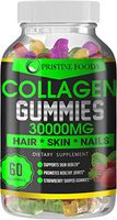 Pristine Foods Collagen Gummies: Best Hydrolyzed Collagen Gummy Supplement for Women and Men, Gluten-Free, Kosher and Halal, Types I and III for Skin, Joint and Gut Support, w/Biotin Strawberry