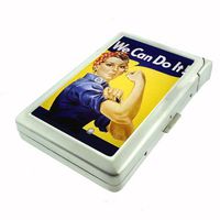 Rosie The Riveter World War Ii Double-Sided Cigarette Case with lighter, ID Holder, and Wallet D-041
