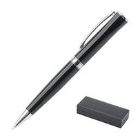 Cap-off/ Twist-action Rollerball Pen, Black Lacquer Finish, Flat Top and Silvertone Points, With Textured Hinged Gift Box, Black Ink (Twist-action)