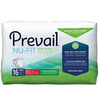 Prevail Nu-Fit Incontinence Daily Briefs, Maximum Absorbency, Med, 16 Count (Single Pack)