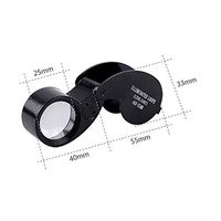 Magnifying Glass 40X Portable Folding Magnifier Loupe Illuminated Magnifier Magnifying Glass Jewelry Coins Stamps Antiques with LED Light Handheld (Color : Black, Size : 40x-25mm)