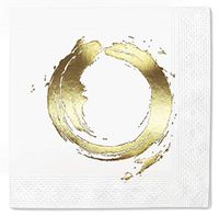 Napkins Brush Circle 100 Pack Gold Foil Cocktail disposable paper supplies