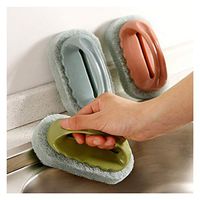 3PCS Handle Sponge Brush Household Cleaning for Kitchen Dish Pot Scrubber Bathroom Tile Shower Bathtub Scouring Brush