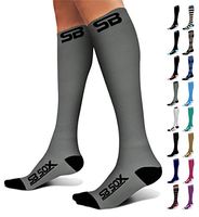 SB SOX Compression Socks (20-30mmHg) for Men & Women - Best Stockings for Running, Medical, Athletic, Edema, Diabetic, Varicose Veins, Travel, Pregnancy, Shin Splints (Gray/Black, Small)