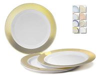 " OCCASIONS" 40 Plates Pack, Heavyweight Disposable Wedding Party Plastic Plates (6.25'' Dessert/Bread Plate, Diamond White & Gold)