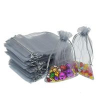 Lautechco 100Pcs Organza Bags 3.5x4.5 inches Gray Organza Gift Bags Small Mesh Bags Drawstring Gift Bags Christmas Drawstring Organza Gift Bags (3.5x4.5 inches Gray)