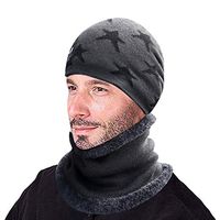 Lataw Men Hats for Warm Fashion Beanie Winter Thicken Hat and Scarf Two-Piece Knit Windproof Outdoor Swim Beach Pool Travel Cap