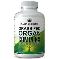Grass Fed Beef Organ Complex (180 Capsules) by Peak Performance. Desiccated Organs Superfood Pills Rich in Antioxidants, Enzymes, Vitamin B12. Made from Liver, Heart, Kidney, Pancreas, Spleen