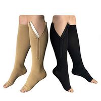 HealthyNees 2 Pairs Combo Zipper Compression Medical Grade Leg Calf Relief Swelling Circulation Support Socks (S/M)