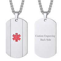Cool Black Stripe Dog Tag Necklace Men Women Stainless Steel Customized Medical Alert Jewelry