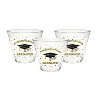 Party Essentials N92094 Hard Plastic Printed Tumbler/Party Cups, 20 Count, 9 oz, Graduation