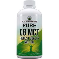 Pure C8 MCT Oil - Highest Quality MCTs for Brain + Keto Diet. 100% Caprylic Acid Triple Distilled, Flavorless, Odorless, Non GMO. Best Ketogenic Oils Supplement for Ketones, Coffee Fat, Octane 16 oz