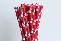 Red with White Polka Dot Paper Straws (100)