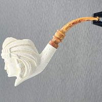 Meerschaum Native American with Full Headdress 3/4 Bent Tobacco Pipe Paykoc M14034