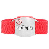 StickyJ USA Pre-Engraved Epilepsy Medical Bracelet with Red Strap