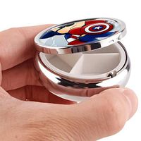 Mickey Mouse Super Heroe Paintings Custom Round Silver Pill Box Pocket 2.1 inches Medicine Tablet Holder Organizer Case for Purse