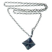 SatinCrystals Hematite Necklace Boutique Merkaba Star Metallic Black Genuine Gemstone Gunmetal Chain Handmade B01 (18")