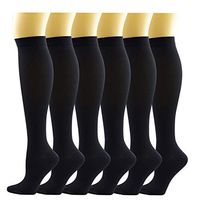6/7 Pairs Air Permeable Compression Socks 15-20mmHg for Women and Man to Reduce Leg Fatigue and Swelling for Nursing, Travel and Sport -Soft Black M