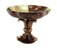(D) Elegant Round Bowl on Base Decorated with Leaves 15 x 12 Inches