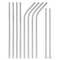 pzkwmfv 10Pcs Easy to Clean Stainless Steel Party Reusable Drinking Straws - Extra Long - with Cleaning Brush
