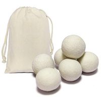 6 Pack All Natural Organic Wool Dryer Balls XL Size - Reusable Chemical Free Natural Fabric Softener, Anti Static, Reduces Clothing Wrinkles and Saves Drying Time (White)