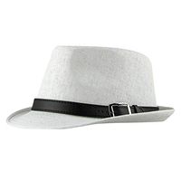 Meidexian888 Beach Hat for Women/Men,Unisex Summer Straw Structured Packable Sun Summer Beach Hat Cuban Trilby Hat (White)