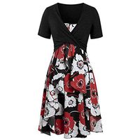 Womens Sunflower Short Sleeve Midi Dresses Bow Tie Front Bandage Suit Summer Casual Cardigan Tops Straps Mini Tshirt Dress Loose Swing Flowy Pleated Floral Sun Dress