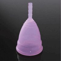 Kerocy Feminine Hygiene Cups Reusable Period Soft Medical Silicone Menstrual Cups Small & Large (L, Purple)