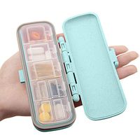 Pill Organizer - Home Travel Pillbox Supplement Holder Portable Vitamin Sorter, 7 Compartments Travel Pill Case for Pocket or Purse Daily Pill Box for Vitamin Fish Oil Supplements (Green)
