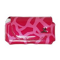 Giraffe Print Insulin Pump Carrying Case/Pouch with Belt Clip. (Pink, Large V3)