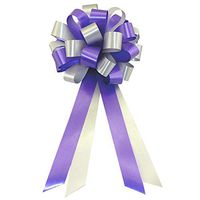 Purple and Silver Pull Bows - 8" Wide, Set of 6, Wedding Pew Bows, Reception, Anniversary, Christmas, Cancer Awareness, Mardi Gras, Easter, Birthday, Party Decoration, Classroom, Fundraiser, Office