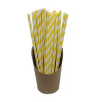 PANDA SUPERSTORE 100 Pieces Drinking Straws Disposable Paper Drinking Straw Juice Stirring,Yellow