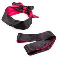 Feefine 1pcs Sexy Soft Silk Satin Eye Mask Shade Blindfold Ribbon Reversible Restraint Patch Cover Band Blinder Ribbon (red black)