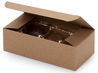 1 Pc Candy Boxes - 1/2 lb Kraft Pinstripe Candy Boxes 5-1/2x2-3/4 X1-3/4" - 100% Recycled - (2 Packs; 100 Per Pack) - Wraps-CBK1